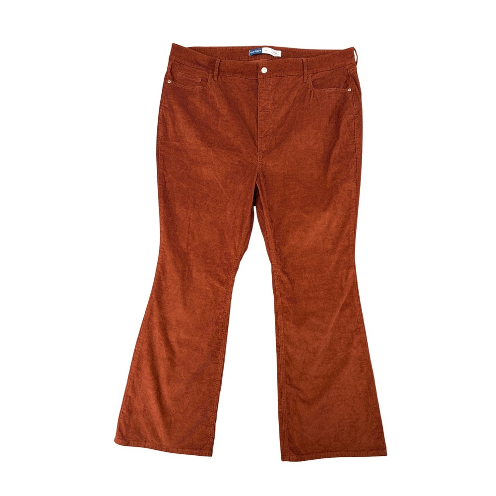 Old Navy Women 22 Higher High-Rise Flare Corduroy Pants Rust Brown Secret-Smooth